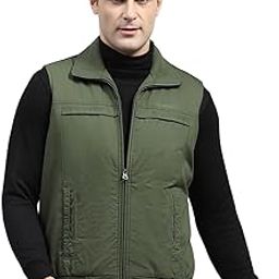 Mens Solid Collared Neck Sleeveless Jacket (224066701)-image-22