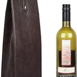 Anything & Everything Faux Vegan Leather Wine Bottle Holder, Wine Bag, Hot/Cold Container Cover/Case Bag, Bottle Carry Bag - Brown, Portable-21