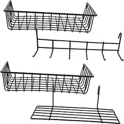 Cabilock 4pcs Wall-mounted Wire Shelf Hooks and Grid Wall Baskets Black Hanging Sink Grid Accessories for Efficient Home Storage and Organization-image-16