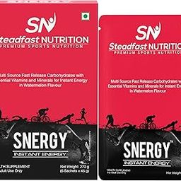 Steadfast Nutrition Snergy | Instant Energy & Hydration | Essential Vitamins & Minerals | Energy Drink & Pre workout Supplements for Men & Women | 6 Sachets | 45g per Sachet| 270g Watermelon Flavour-29