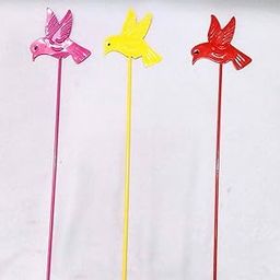 TNZ Creations Metal Bird Sticks Miniature | Assorted Colours Available | Bird Sticks for Indoor | Outdoor Decoration | Garden | Flower Bed | (Pack of 3)-image-4