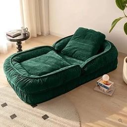 CosyLabs 1 Seater Luxurious Human Dog Bed for People and Adults|Velvet Recliner Lounge Style Soft Human Dog Sofa with Plush Cushioning for Reading and Relaxation (Velvet Fabric, Dark Green)-image-57