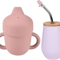 tudd Baby Sippy Cup, Silicone Trainer Cup for Toddlers | Pink | with Stainless Steel Happy Tummy Mug 12oz (240ml) | Combo for Boys & Girls | BPA-Free, Spill-Proof | Age 2-6 Years | Pink Set-image-39