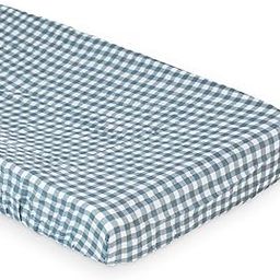 Lulujo Soft Cotton Baby Change Pad Cover (Navy Gingham)-image-62