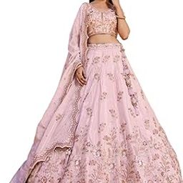 Woman's Bewitching Coral Pink Tissue Silk Bridesmaid Pastel Lehenga Choli-image-24