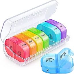Zikee Weekly Pill Organizer 2 Times a Day, AM PM Pill Box with 7 Detachable Pill Case to Hold Medicine, Medication, Vitamins and Fish Oils (Clear)-image-61
