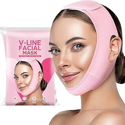 STANBONN Silicon V Line Face Slimming Mask, Reusable Double Chin Reducer, V Line Face & Neck Lift, Chin Fat Compression Garment, Elastic Strap, Facial Care Tool for Women & Men-65