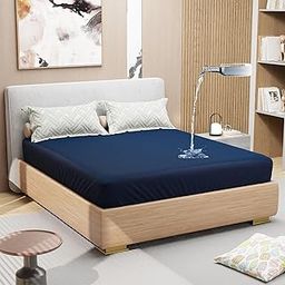 Lukzer Mattress Protector 100% Waterproof (Blue) | Premium Terry Cotton Mattress Bed Cover | Breathable Anti-Dust Mite and Non-Allergenic Ultra Soft Fitted Bed Protector Cover | 78x72 Inch, King Size-image-4