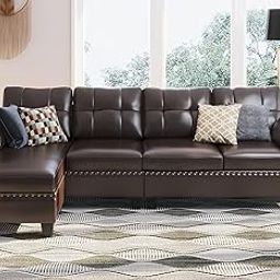 Torque - Elora 5 Seater Reversible Leatherette Sofa (Brown) | Living Room, Bedroom, Office Furniture | 1 Year Warranty-picture-27