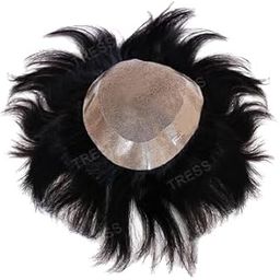 TREES Men's Black Hair Model 1 Hair Patch with Skin Base, Natural Looking Hairpiece (7 * 5 CM)-image-65
