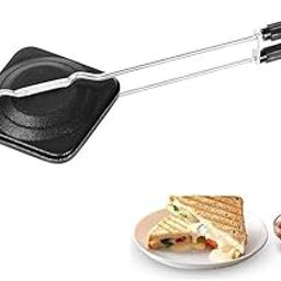 Non-Stick Aluminium Sandwich Toaster | Long-lasting double-coating | Compatibility with Gas Stoves | Flame-Proof Design | Heat-Resistant Handle | Sandwich Maker (Black/Pack of 1)-11