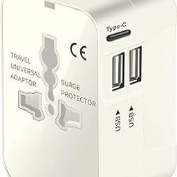 Universal Travel Adapter - Fast Charging Worldwide Adapter for Smart Phone/Laptop/Mobile/Camera/Tablet (1 Type C/ 2 USB Ports/ 100-250 Voltage)-image-13