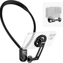 NEEWER Magnetic Neck Holder for Action Camera & Phone, Hands Free Neck Tripod Chest Mount Compatible with GoPro DJI Insta360 iPhone 15 Android, Neck Phone Holder for Recording POV Video Vlog, GP16-image-90