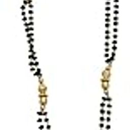 Women's Traditional Brass with Antique Desing Pendant Long Black Beaded Mangalsutra with single chain_B1_131-image-93