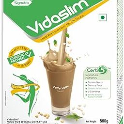 Vidaslim Meal Replacement Protein Health Shake for Weight Control & Weight Management for Women & Men | 22.8 gm Protein| L-Carnitine | Green Tea Extract| White Kidney Bean Extract | (500g, Caffe Latte)-image-31