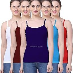 Camisole Slip Set of 5, Soft Cotton, Adjustable Straps, Multicolour-image-18