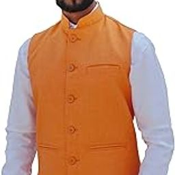 Nehru Jacket for Men (Orange)-37