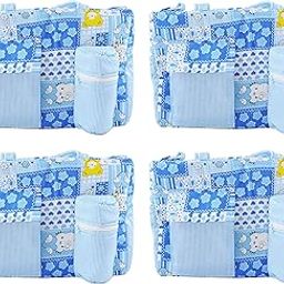 Ole Baby ABC Mother Diaper Bag Pure Cotton Baby Bag - Nappy Bag - Diaper Tote/Stroller Straps Bag/Diaper Bag/Mummy Bag/Handbag/Travel Organizer Bag/Multi-Function Jumbo Diaper Bag Pack of 4-image-6