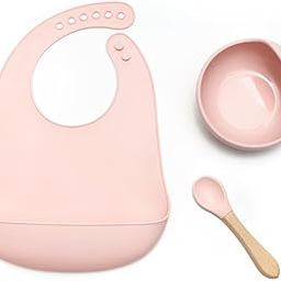 Kids Station 2 Piece BPA-Free Silicone Baby Feeding Set - Bowl - Spoon - Happy Mealtime - Tableware Meal Utensils for Kids with Suction - Baby Feeding Product (Set of 3, Light Pink)-11