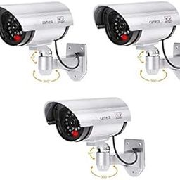 Realistic Looking Dummy Wired Security CCTV Fake Bullet Camera with Flashing LED Light Indication (Silver, 3 Pieces)-26