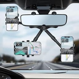 Porslin Universal Rearview Mirror Phone Holder for Car - 360° Rotating Mobile Holder, Hands-Free Car Phone Mount, Adjustable Mobile Stand for Smartphones, Secure Rear View Mirror Accessories for Car-picture-6