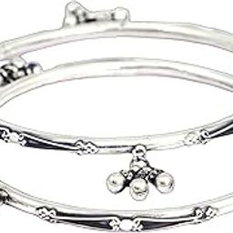 925 Sterling Silver Bangle/Bracelet, Dulari Ghunghroo Embossed Bangles,Well Stamped with 925,Traditional Silver Jewellery, Pure Silver Oxidized Bangle/Bracelet, Womens Accessory-image-16
