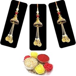 Handmade Lumba Rakhi for Bhabhi Set of 3 - Designer Chopra with Roli Chawal - Exclusive Rakhi - Beads Rakhi-17