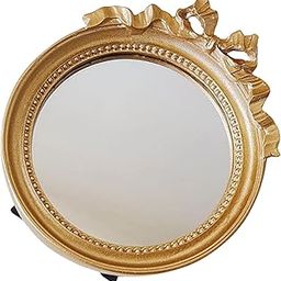 HEAVENGLOW Single Sided Little Mirror Jewelry Dish Storage for Dresser Bathroom Desktop Golden-image-58