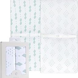 Changing Pad Cover Set I Cradle Sheet Set - 2 Pack 100% Jersey Cotton Unisex Sheets for Baby Girl and Baby Boy - Sage Green Diamond Design by Ely's & Co.-picture-10
