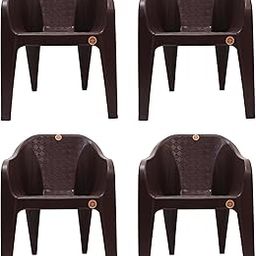 PrimeGold Diamond Sofa Chair for Home, Living Rooms, & Garden Plastic Outdoor Chair, Brown (Set of 4)-28