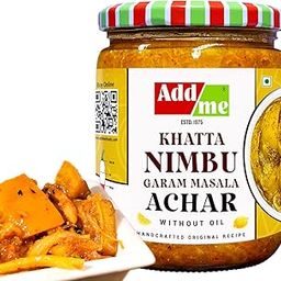 Add me Lemon Lime Pickle khatta Nimbu Ka achar Garam Masala without Oil 500 gm Glass Pack-image-23
