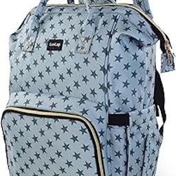 LuvLap Multifunctional Waterproof Diaper Bag for Mothers for Travel, Mother Travel Bag, Premium Oxford Waterproof Material, Large storage capacity with 15 pockets, Grey Stars (all over print)-26