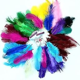 CLOUDED HOBBIES Colour Feather Pack of 100 Pieces for Craft Decor DIY 3 INCH (+/-) Long (Small Soft, Multicolour)-image-2