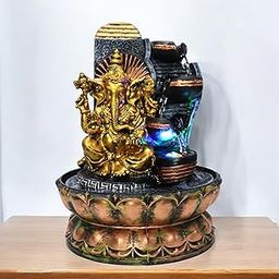 Decor Bazar Lord Ganesha Polyresin Table Top Indoor Outdoor Water Fall Fountain with LED Lights for Home, Office, Table Decor, Decoration Gift, Gifting Items-image-41