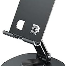 Phone Stand/Cell Phone Stand, 360°Rotation Height Adjustable Phone Holder for Desk, Thick Case Friendly Foldable Portable Metal Base Stand Compatible with All Mobile Phone 4-10" (360.1,)-picture-12