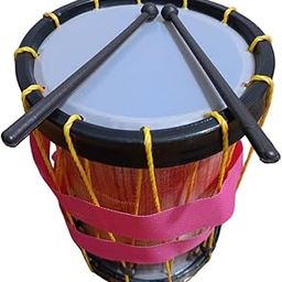 AZATTO Indian Made Large size Musical Drum Chenda Dhol Toys for Kids South Indian Style Musical toy Chenda Dhol with Hanging thread and 2 sticks (Large Size)-image-87