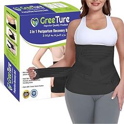 GREETURE 3-in-1 Postpartum Belt After Delivery – Abdominal Belt for Women Tummy Control | Pregnancy Belts After Delivery | Maternity Belt After C-Section | Abdominal Binder for Post Pregnancy Recovery (Universal) (Black)-4