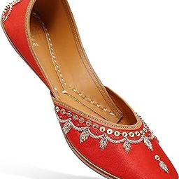 Women's Ethnic Punjabi Jutti for Ladies Handmade Soft Leather Sol Bridal Flats Mojari-24