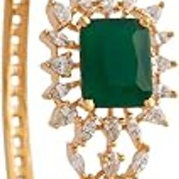 Fashion Jewellery Ruby Gold Polished Copper Zircon Kada With Locking System, Best for Party Wear & Special Occasion - 182656-image-1