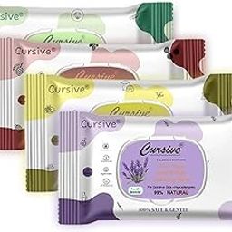 Cursive Daily Cleansing Germ Protective Facial Tissue, Wet Wipes for Face 25N Each, Makeup Remover Wipes, Unisex Body Wipes, PH Balance, Alcohol & Paraben Free With Pop Top (Pack of 4, Aloe Vera-Cucumber, Caderwood, Lavender, Lemon-Mint)-picture-46