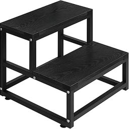 INDIAN DECOR 34111 Step Stools for Adults Kids, 2 Step Stool for High Beds, Heavy Duty Steel & Sturdy Wooden Step Stool Helper, Supports Up to 500lb, Foot Stool for Kitchen Bedroom Bathroom - Black-picture-12
