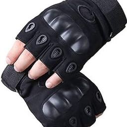CULINA Nylon Tactical Half Finger Gloves for Sports, Hiking, Cycling, Travelling, Camping, Outdoor, Motorcycle Riding Fingerless Half Finger Men Women Work Outdoor Gloves (Black)-image-43