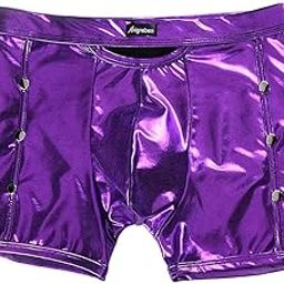 Men's Underwear Solid Common Bronzing Slim Night Pants L Purple-image-1