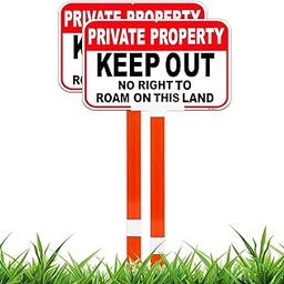Large Private Property Sign with Stake, Keep Out Signs, No Right to Roam 14 x 10 Inch Aluminum with 37 Inch High Adjustable Height Fiberglass Rod, Easy Installation, Weatherproof and Long-Lasting, Ideal for Home and Business Use (2-Pack)-image-20