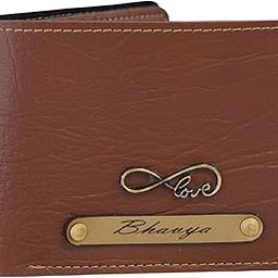 Personalized Men's Leather Wallet with Custom Name and Charm | Slim Stylish Purse | Tan Color-image-61