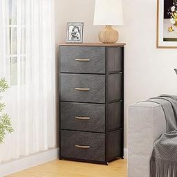 Lukzer Universal Dresser with 4 Foldable Drawers with Handle – Fabric Storage Tower Organizer with Metal Frame & Engineered Wood Top for Bedroom, Closet & Home Use, DIY (Black & Oak Brown/MMR-002)-11