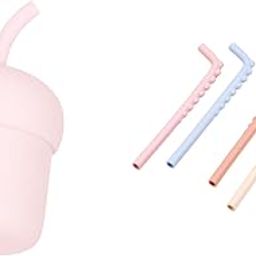 tudd Mini Sip | Spill-Proof Silicone Straw Cup for Kids | Pink with Sipper Straw Set | Reusable Silicone Bendy Straws for Kids with Brush | Safe & Easy Clean-image-48