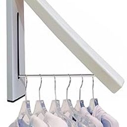 Airlife 1 Pc Wall Mountable Hidden Type Metal Space Savers Folding Clothes Rack Hanger,Drying Rack for Bedroom, Bathroom, Balcony - White Color-image-68