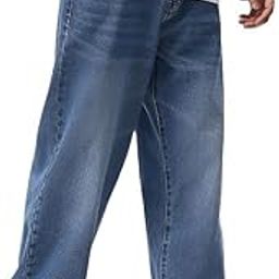 Men's Black Denim Cotton Oversized Loose Baggy Fit High Rise Jeans Pants for Men,-image-89