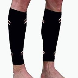 Just rider Calf Compression Sleeve Socks Pair of 2 Performance Support for Shin Splint & Calf Pain Relief. Men Women Runners Guards Sleeves for Running. Improves Circulation & Recovery (Black, L)-22
